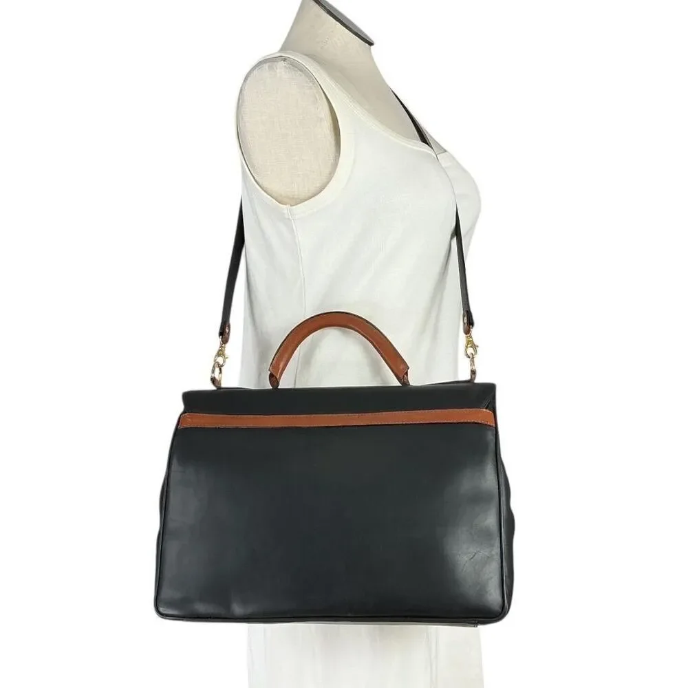 Braun Buffel Leather Business Bag Brown X Large Top Handle Crossbody Vintage